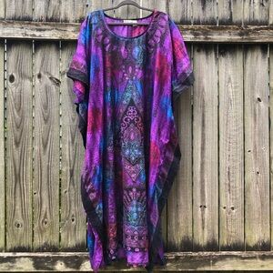 Sante Vintage Kaftan Purple Blue Red Paisley One Size